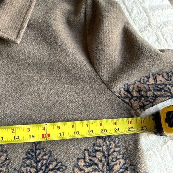 Moose All over Woods Fleece Sweatshirt Womens XL Tan Blue Lodge Full Zip-up USA - Picture 6 of 7